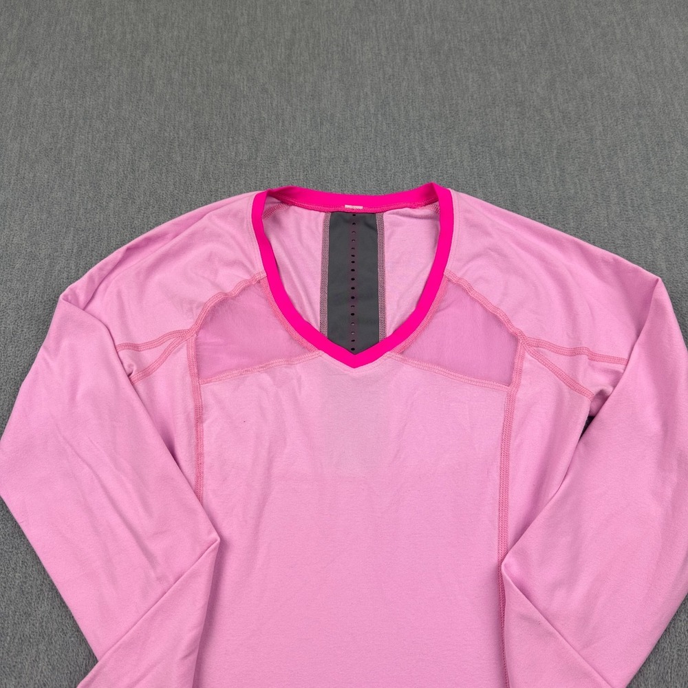 Lululemon Shirt Womens 2 Heathered Pink Pace Pusher Long Sleeve Athletic Yoga - Picture 2 of 13